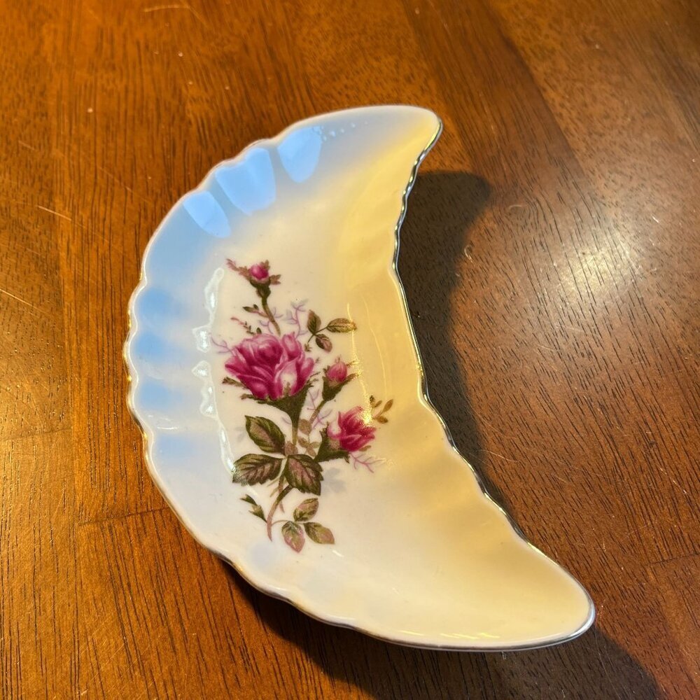 Vintage Porcelain Trinket Jewelry Dish‎ Japan Floral Cottage Boho Kawaii Country
